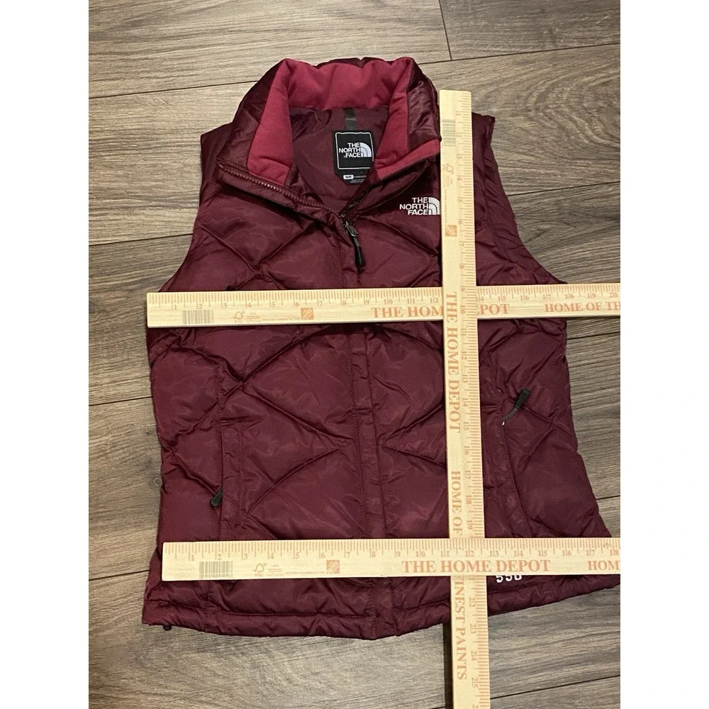 North Face Women's Sm 550 Puffer Vest Maroon Red Goose Down Full Zip Pocket‎
